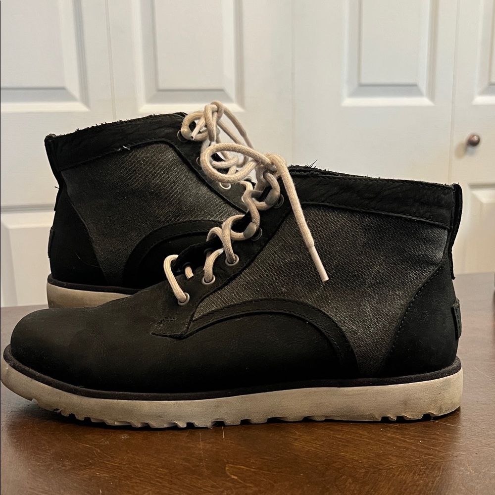 Black High-Top Sneakers with White Soles